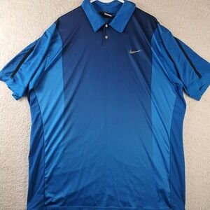 Tiger Woods Nike Dri Fit Golf Polo Mens Size XL Blue